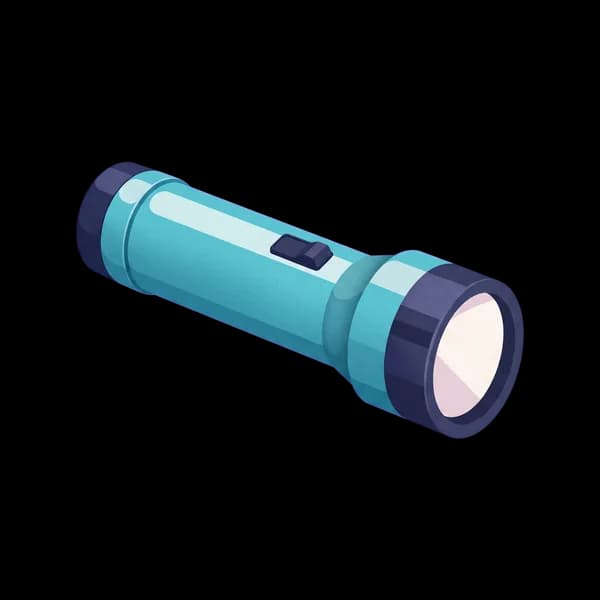 Teal paper-texture torch on a transparent background.