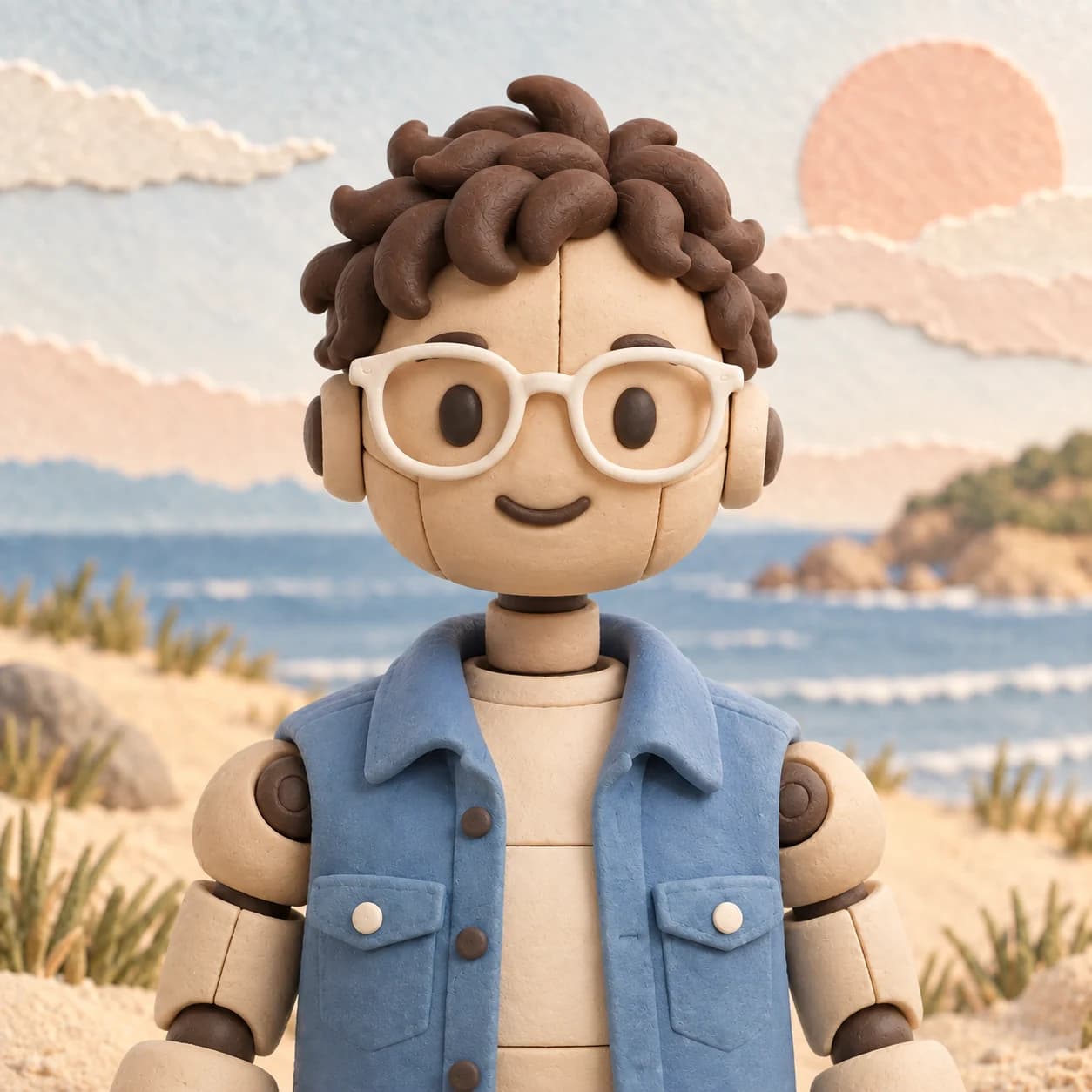 Clay robot character portrait of Raj